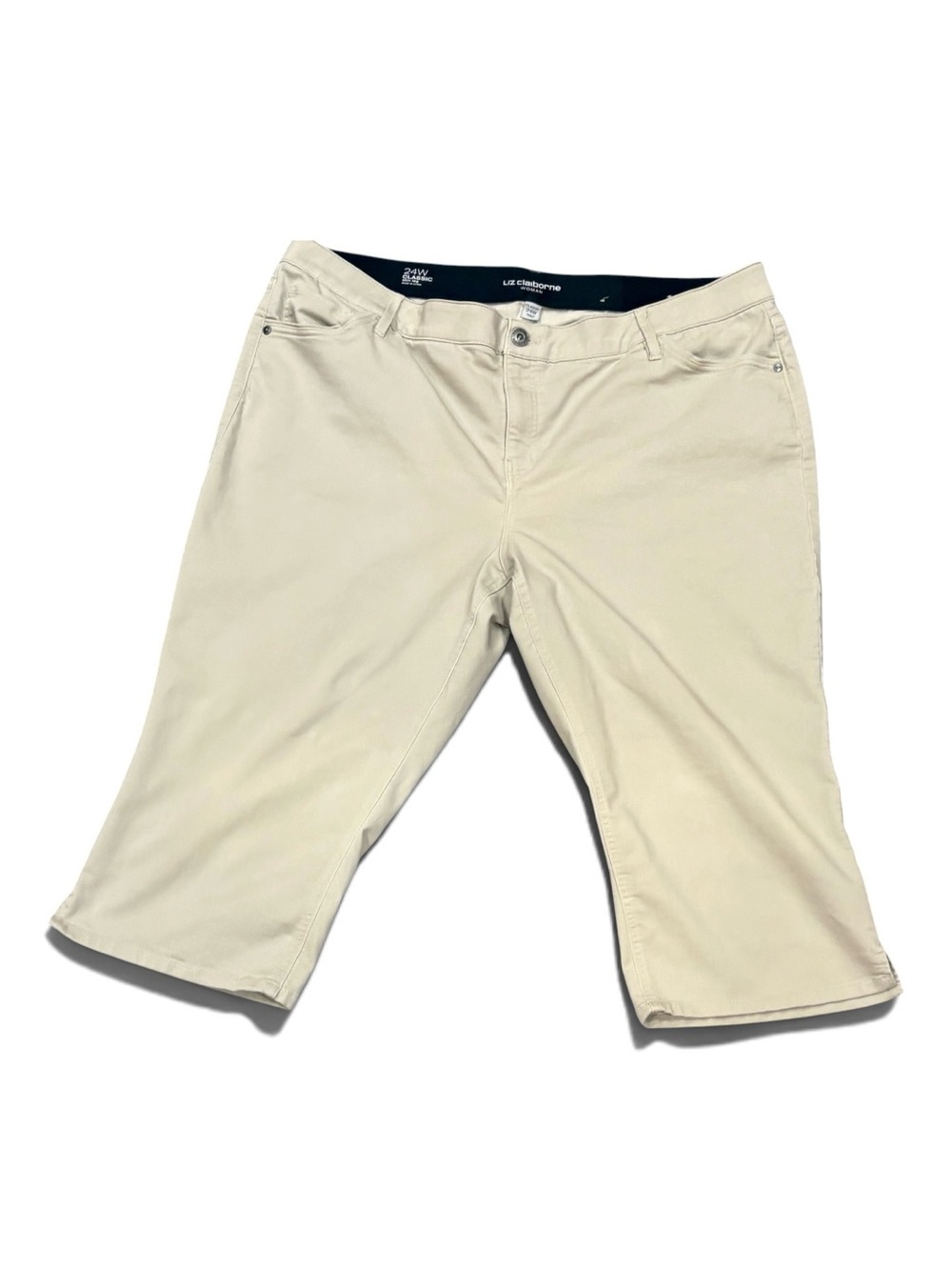Liz Claiborne Woman 24W Classic Slim Leg Khaki Capri Crop Pants